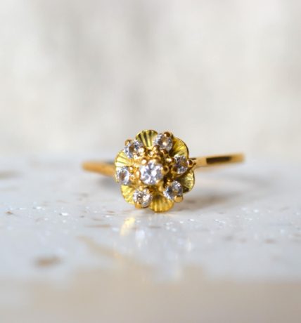 bague fleur striee oxydes