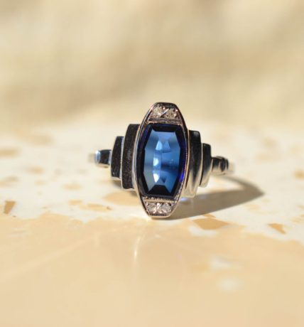bague art deco saphir diamants