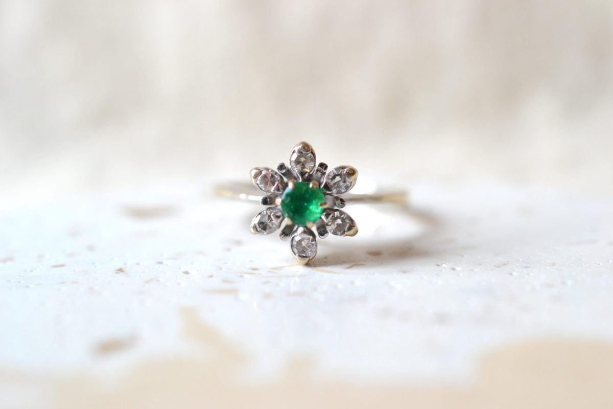 bague marguerite emeraude
