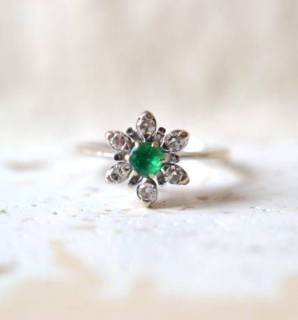 bague marguerite emeraude