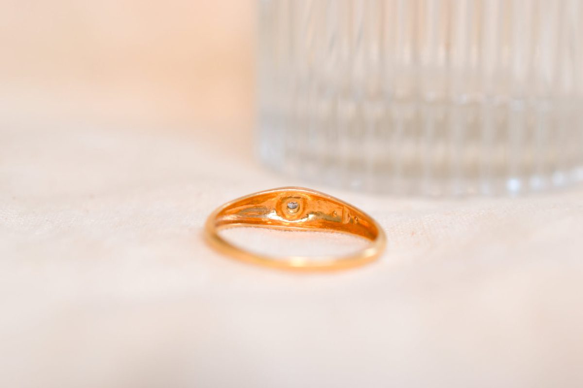 Bague Jonc Vintage en Or jaune 18 carats sertie d'un Diamant