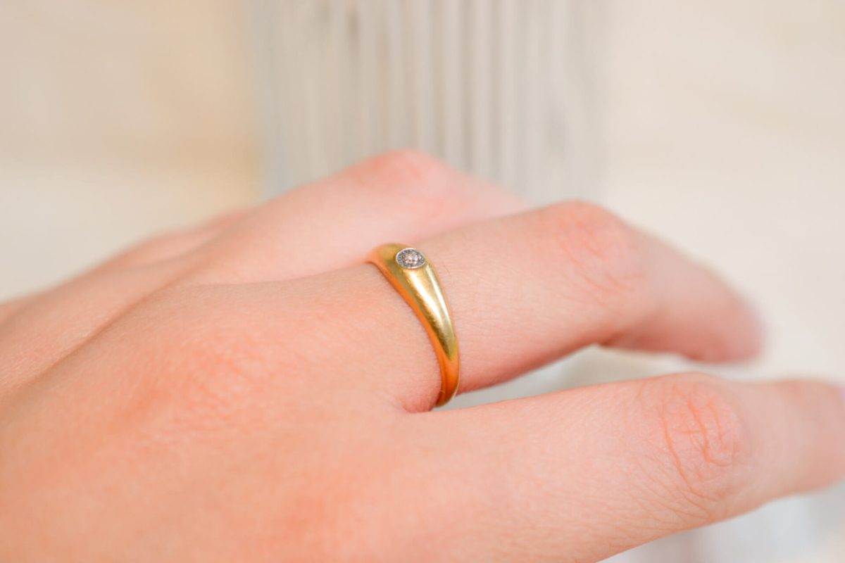 Bague de fiançailles Vintage en Or jaune 18 carats sertie d'un Diamant