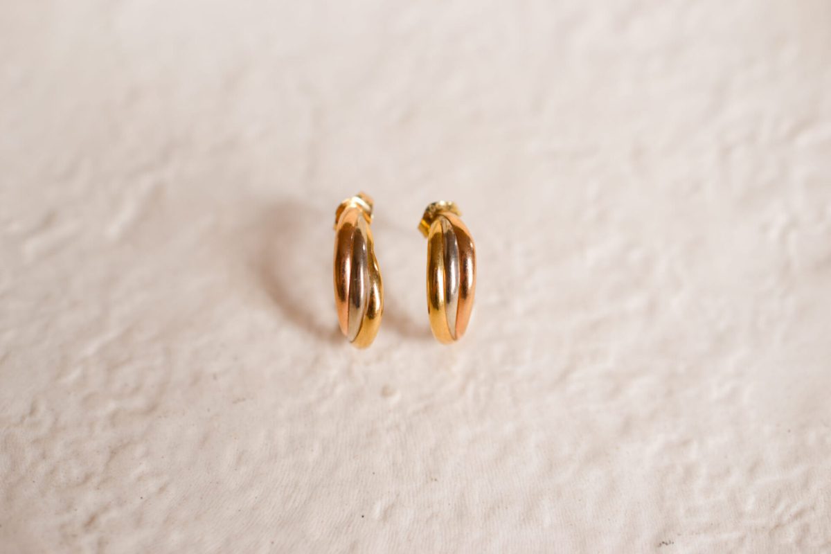 Demi-créoles en Or jaune, Or blanc et Or rose 18 carats