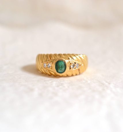 bague émeraude et diamants or 18 carats