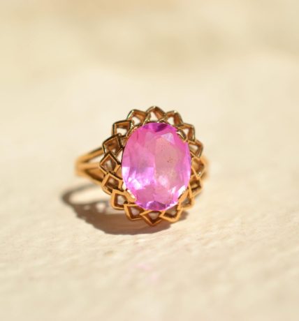 bague rubis de synthese vintage