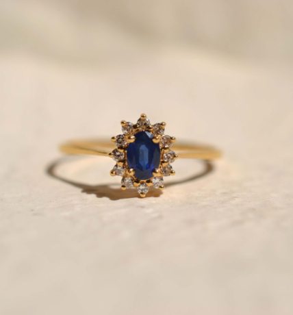 bague marguerite saphir et diamants