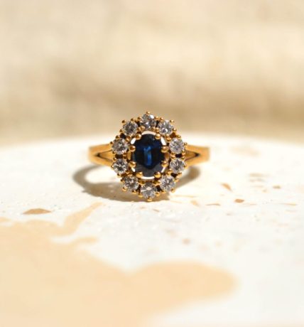 bague marguerite saphir et diamants