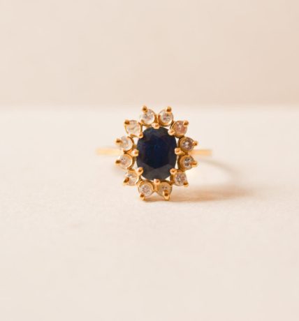Bague Marguerite Saphir et Diamants