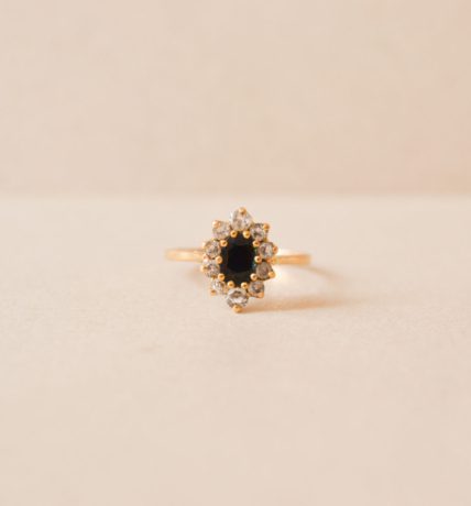 Bague Marguerite Saphir et pierres blanches