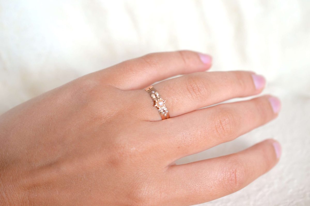 bague art nouveau or rose