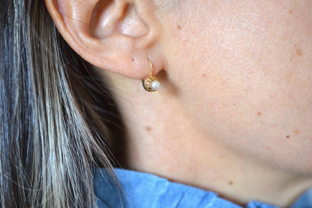 boucles d'oreilles perles or jaune