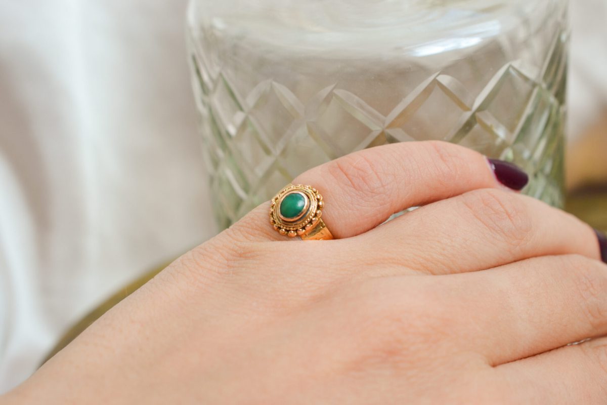 Bague cabochon Chrysoprase