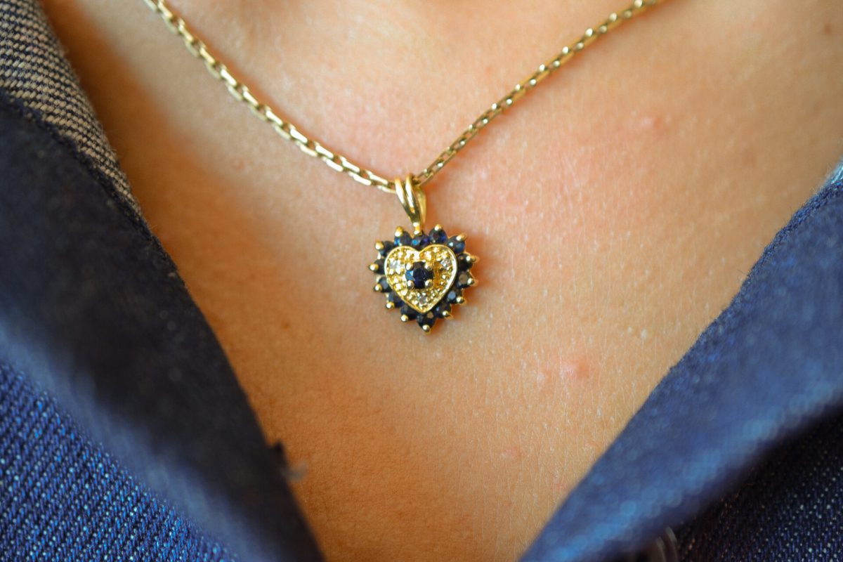 Pendentif Cœur Saphirs et Diamants