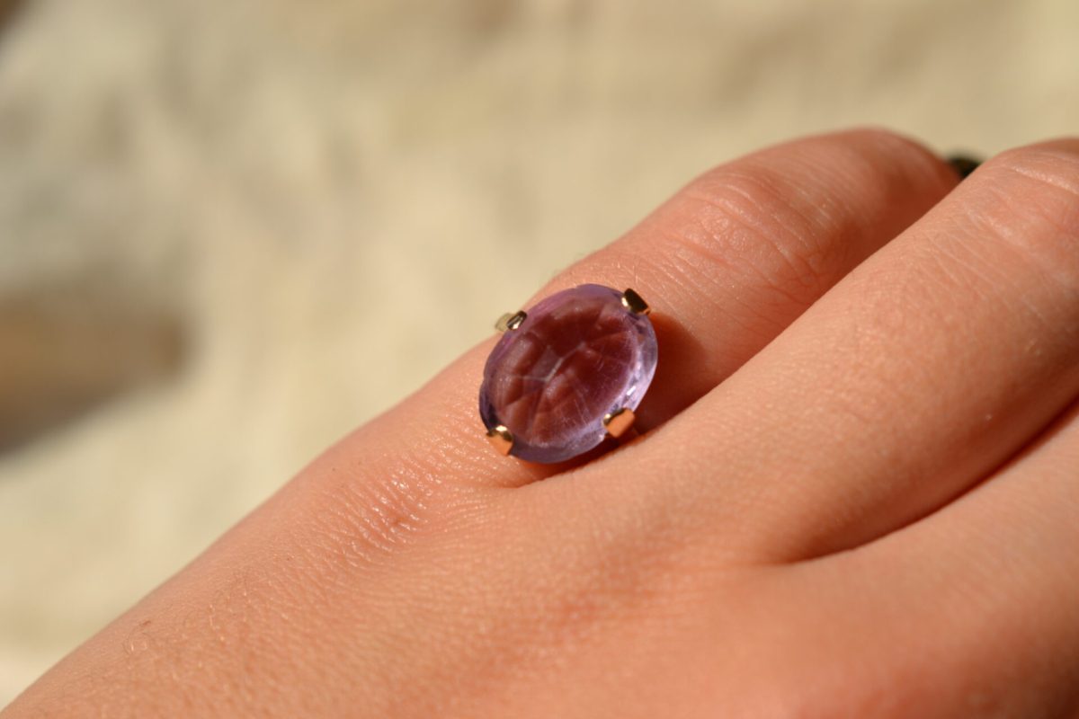 Bague Solitaire Or jaune et Améthyste