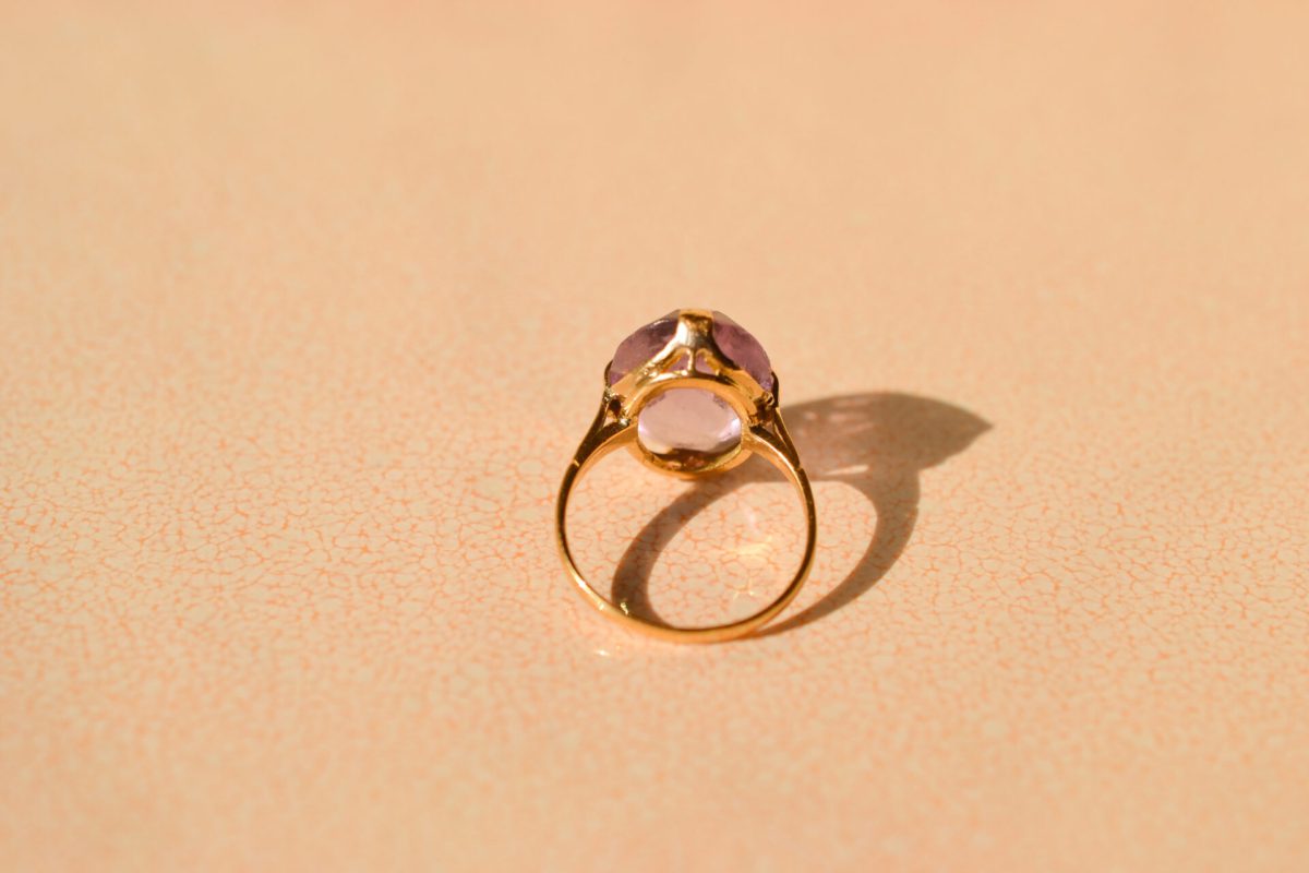 Bague Solitaire Or jaune et Améthyste