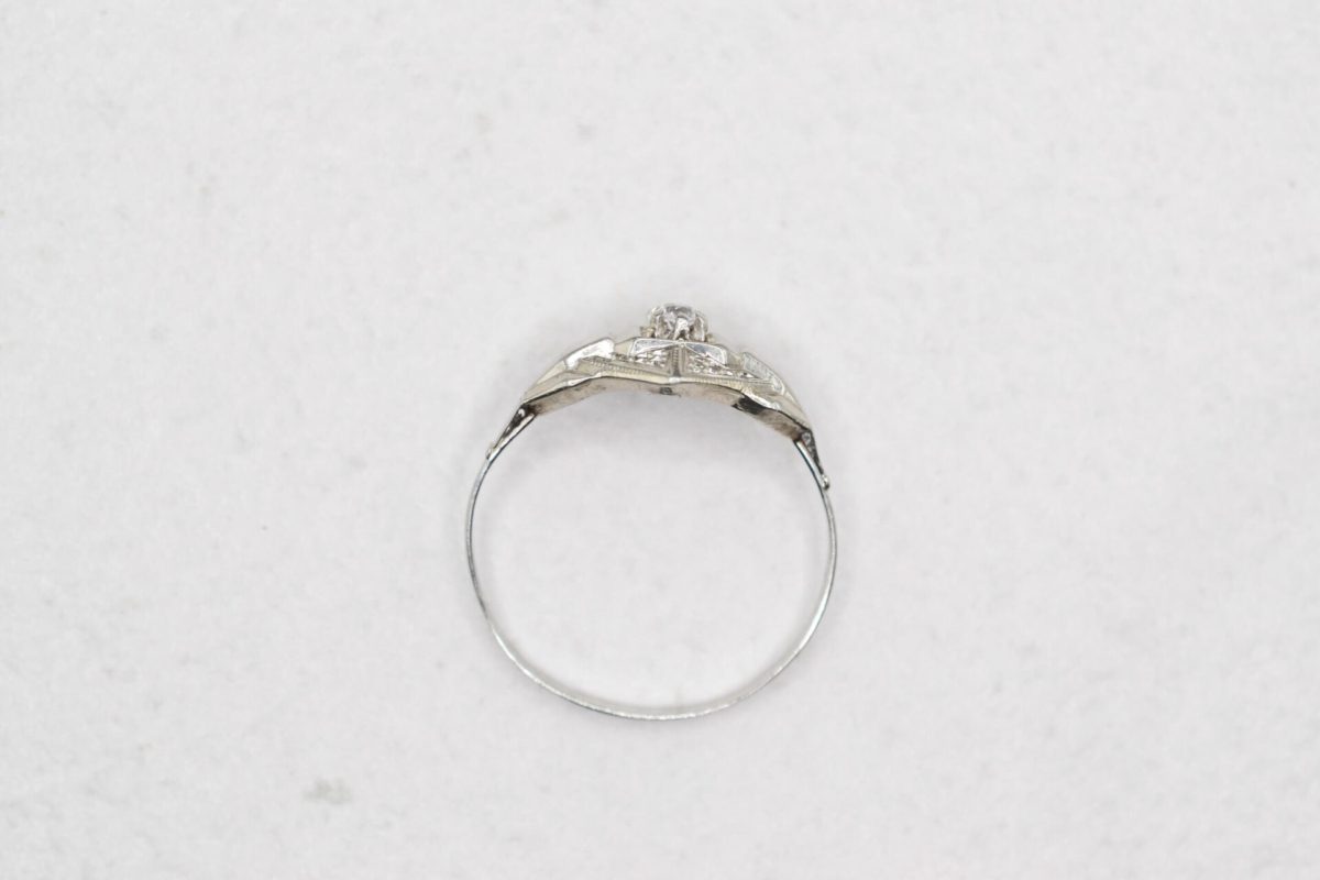 bague art deco or blanc 18 carats - bague femme