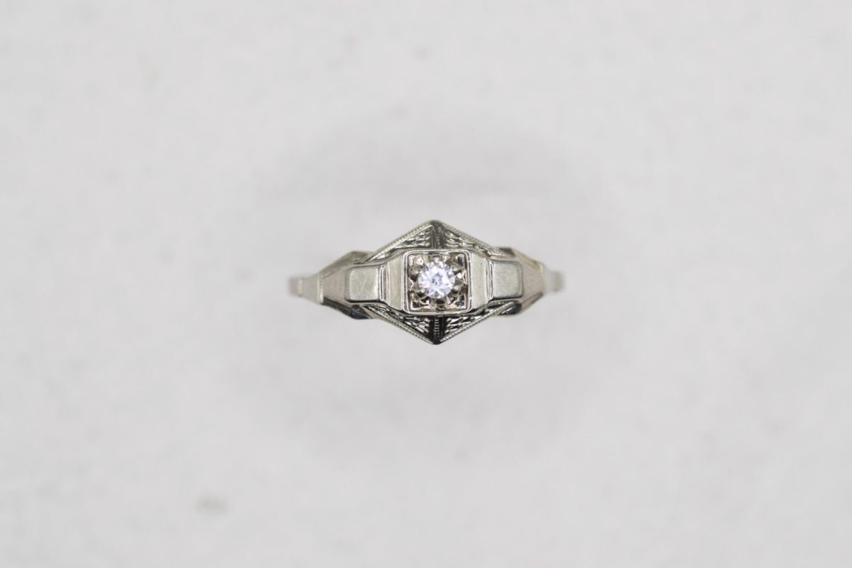 bague art deco or blanc 18 carats - bague mariage