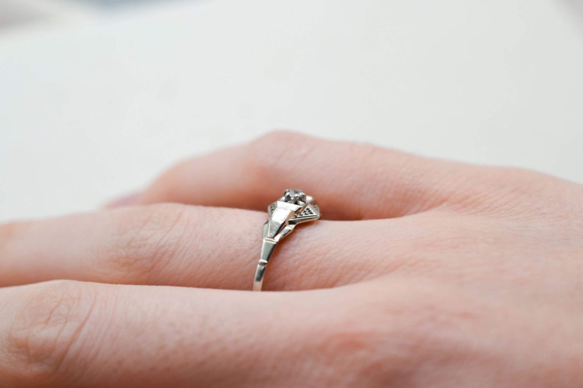 bague art deco or blanc 18 carats - bague cadeau femme