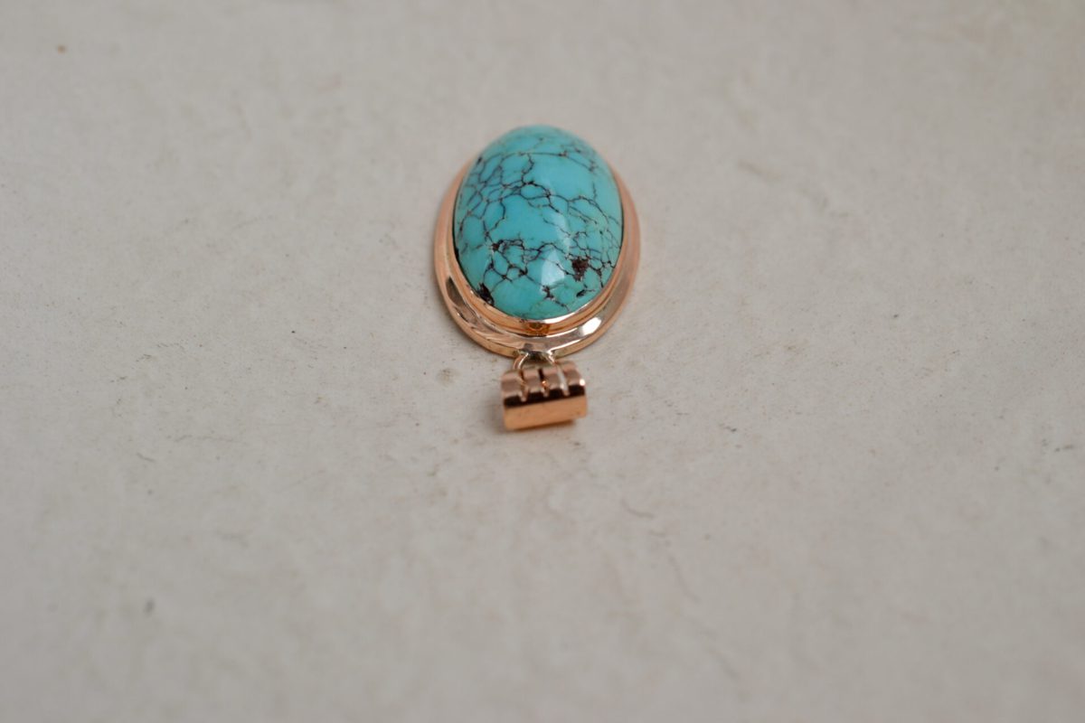 Pendentif cabochon Turquoise 9K