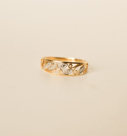 Bague 2 Ors Décor Filigrané Art Nouveau