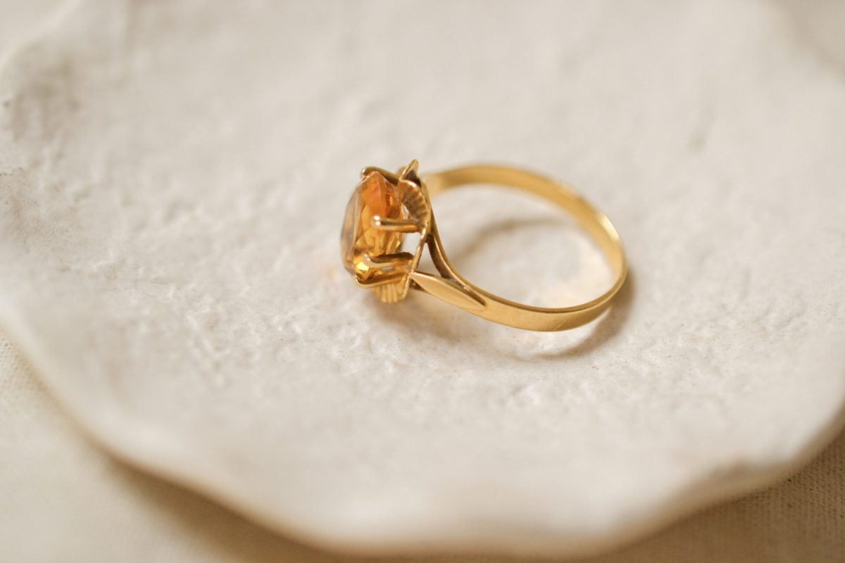 Bague Cocktail Citrine tête de Bague Fleur