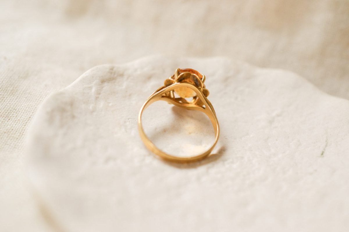 Bague Cocktail Citrine tête de Bague Fleur