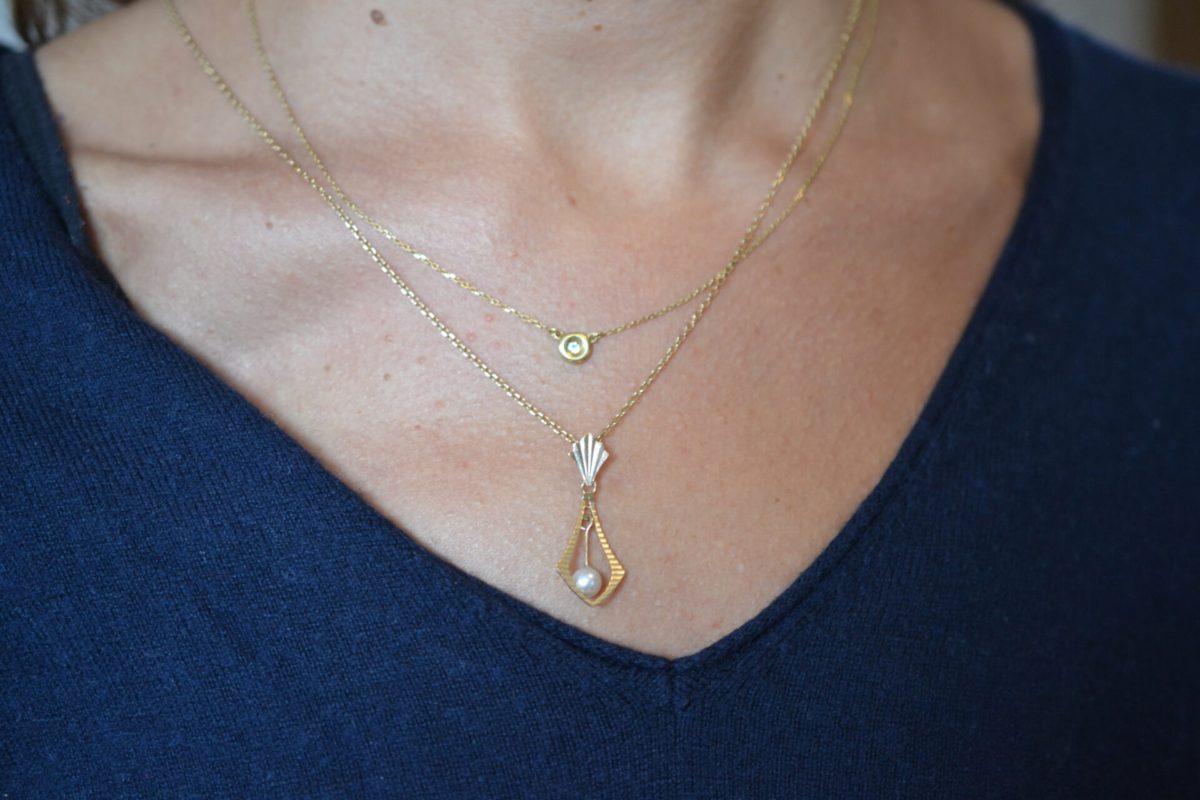 pendentif ancien art deco or jaune