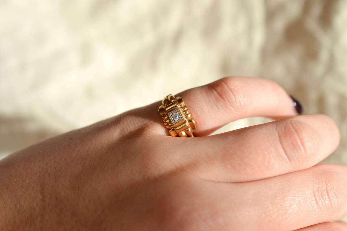 Bague Tank Oxyde et Or jaune