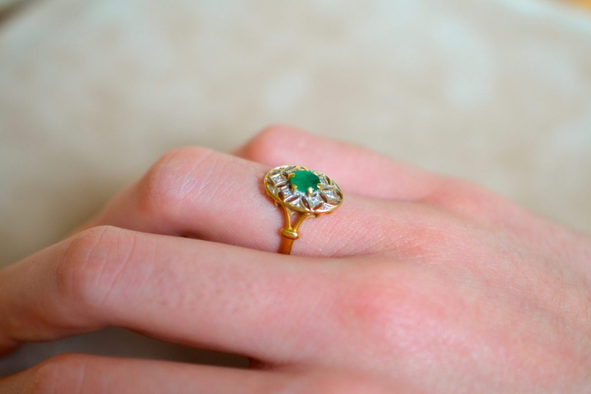 Bague style Art Déco Emeraude