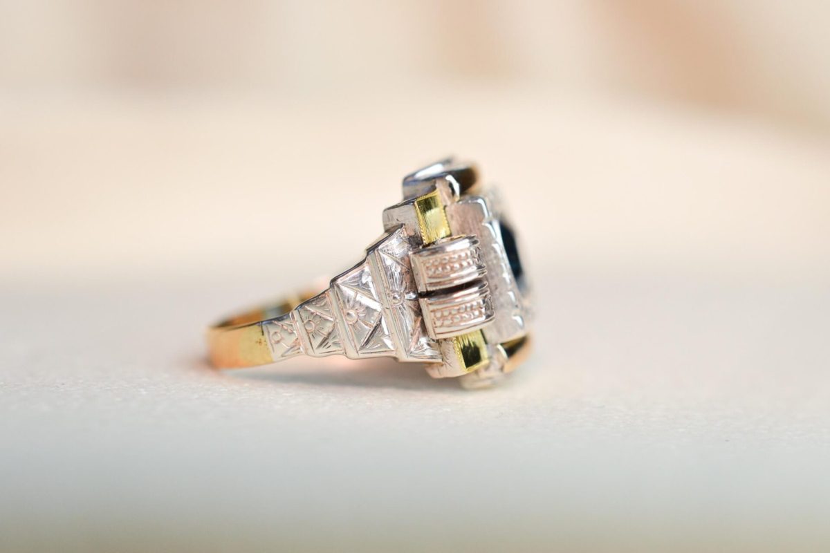 Bague Tank Saphir Diamants