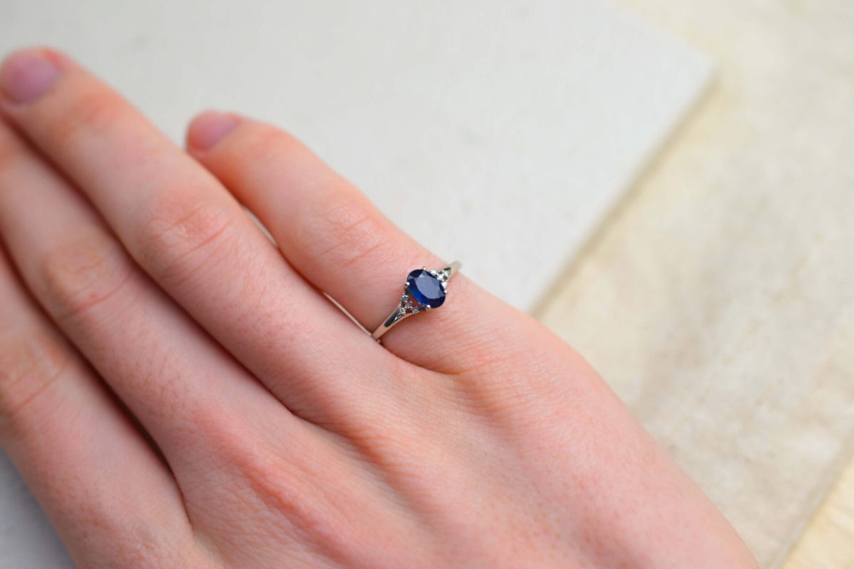 Bague Saphir Diamants 14K