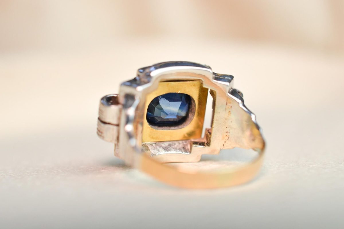 Bague Tank Saphir Diamants