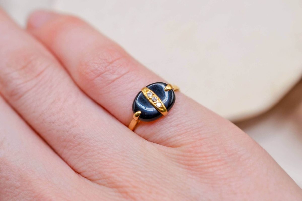 Bague Art Déco Onyx Diamants