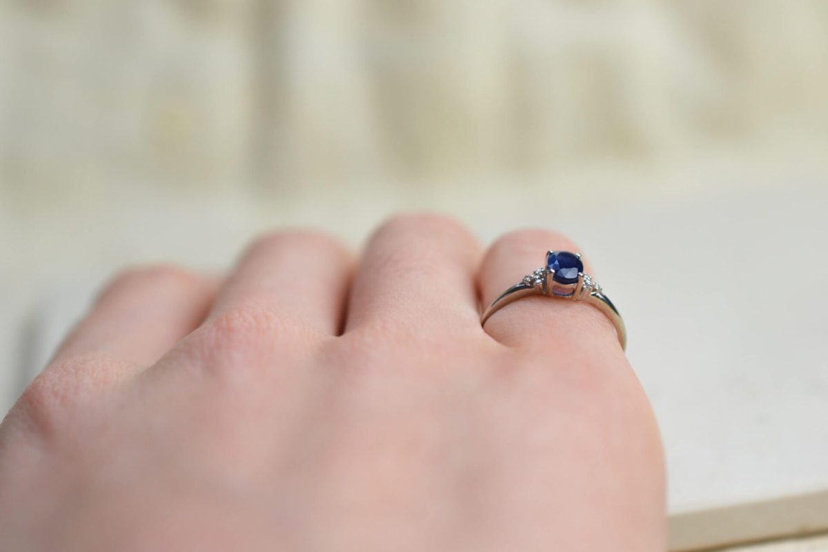 Bague Saphir Diamants 14K