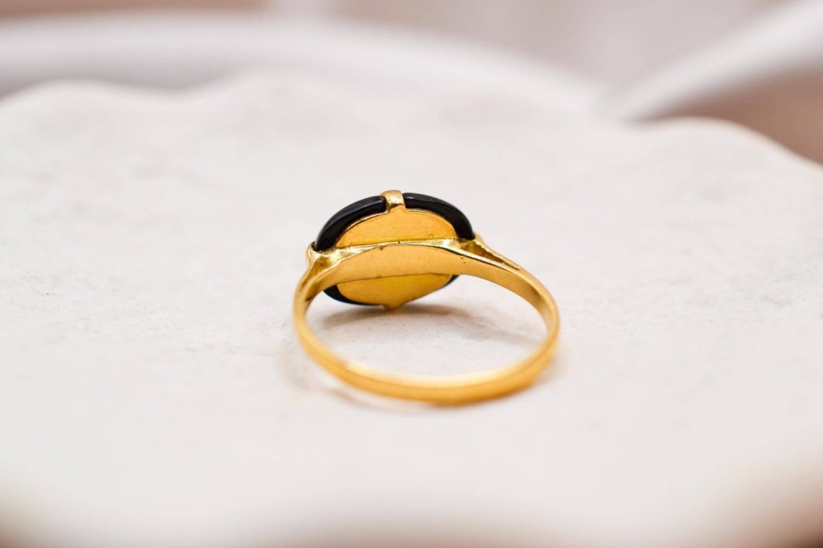 Bague Art Déco Onyx Diamants