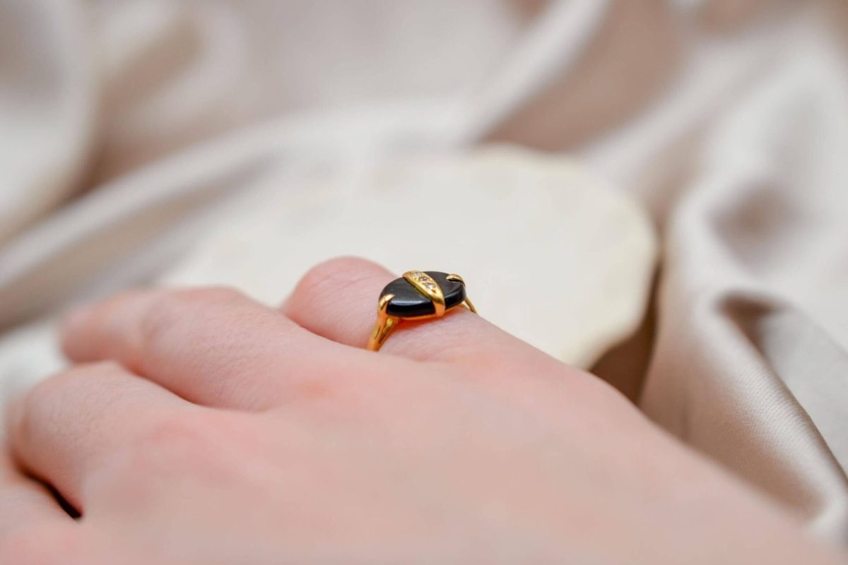 Bague Art Déco Onyx Diamants