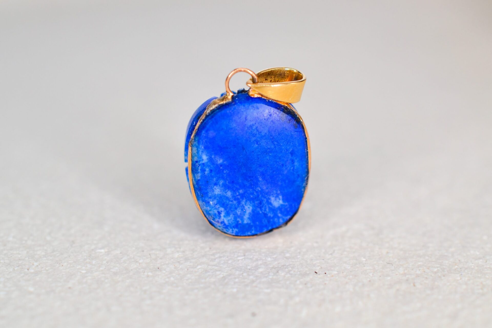 Collier Pendentif Scarabée Lapis Lazuli – Cordon En Broche – Neuf Sans Boîte