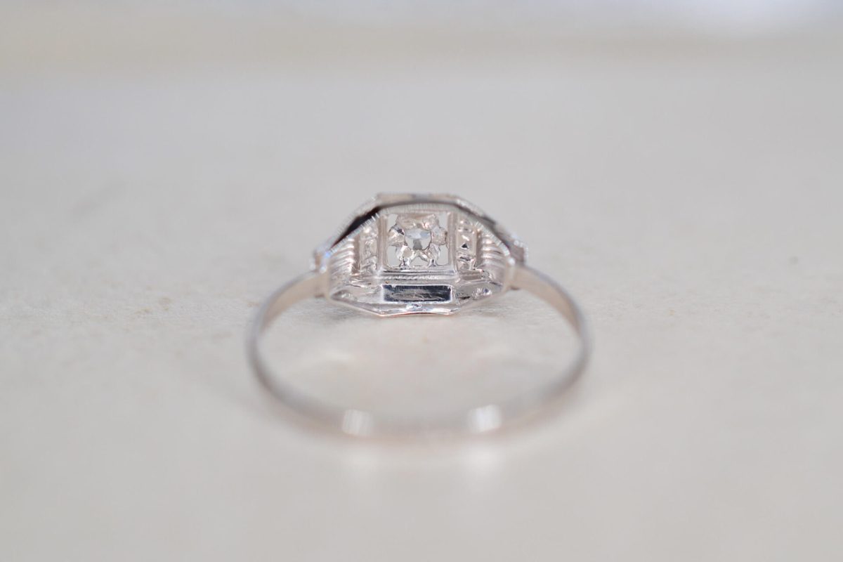 Bague Art Déco Oxyde Or blanc