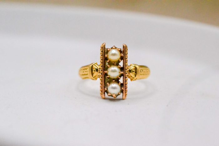 Bague Marquise époque Victorienne. Diamants Taille Ancienne