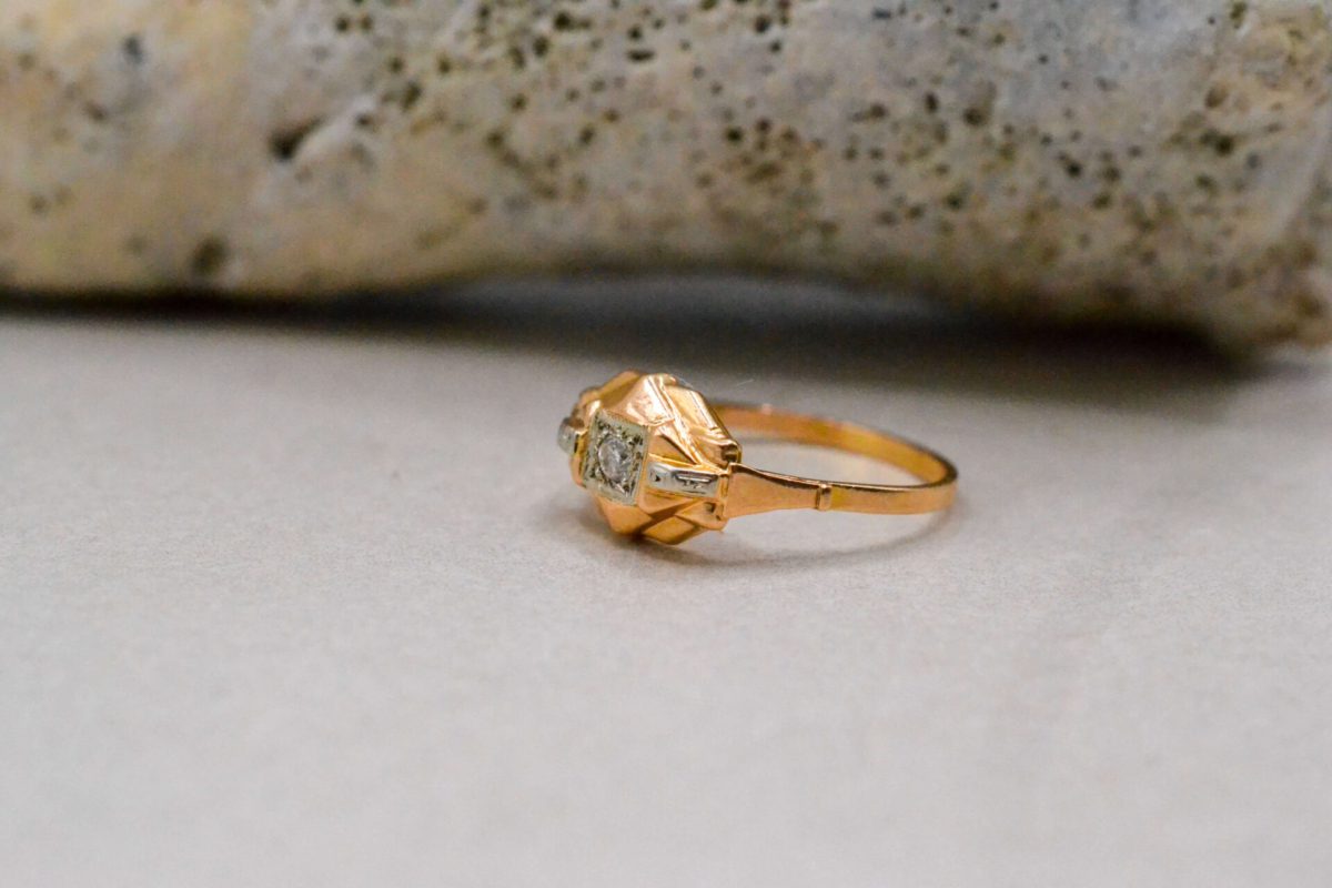 Bague Art Déco 2 Ors Diamant