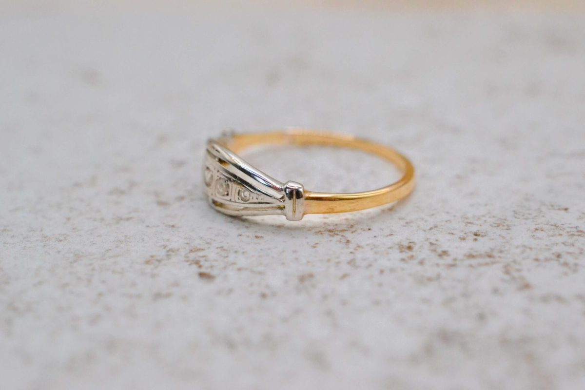 Bague Jonc 2 Ors et Diamants