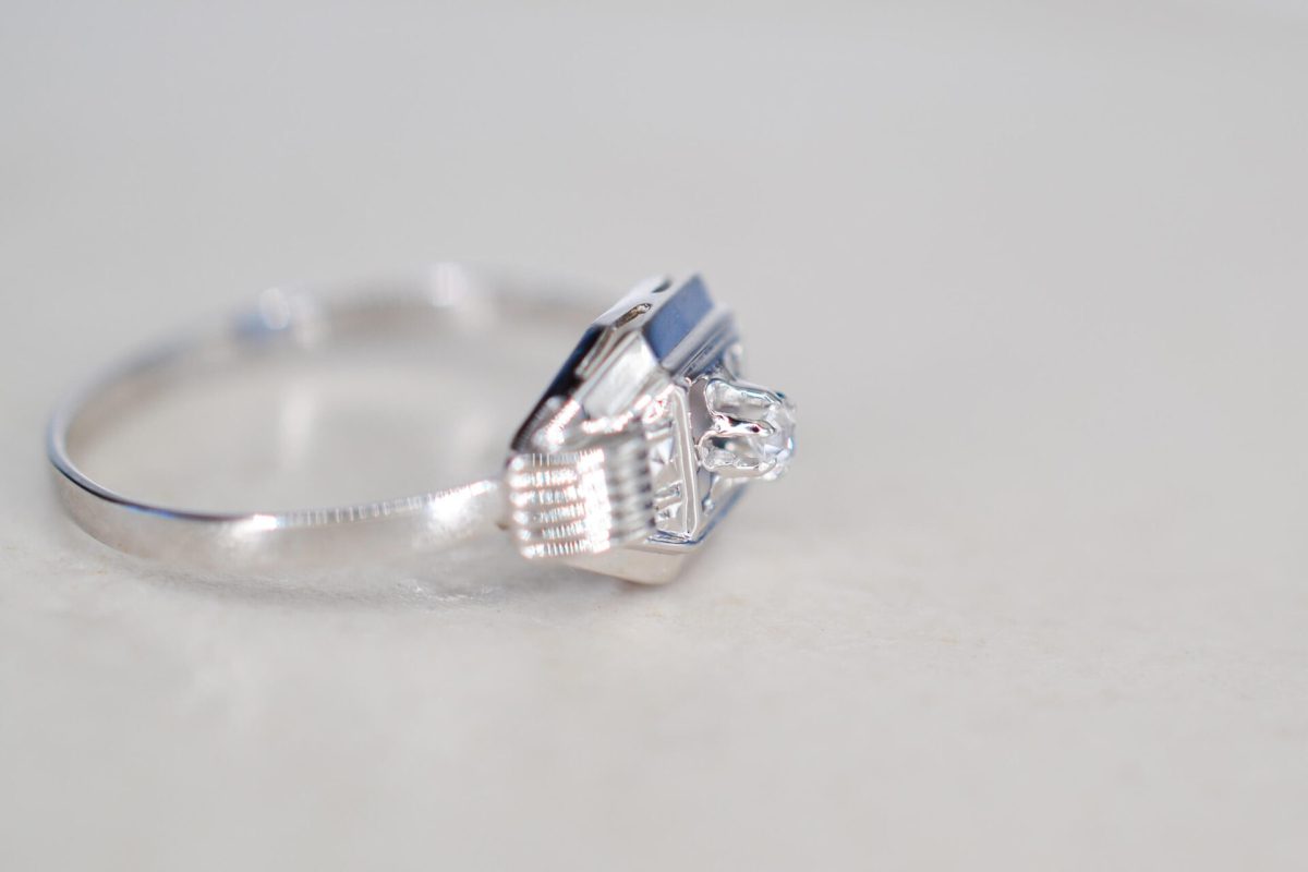 Bague Art Déco Oxyde Or blanc