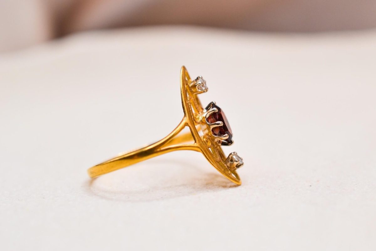 Bague Art Nouveau Grenat Diamant