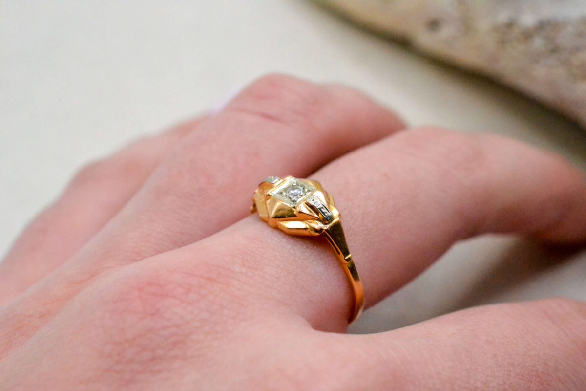 Bague Art Déco 2 Ors Diamant