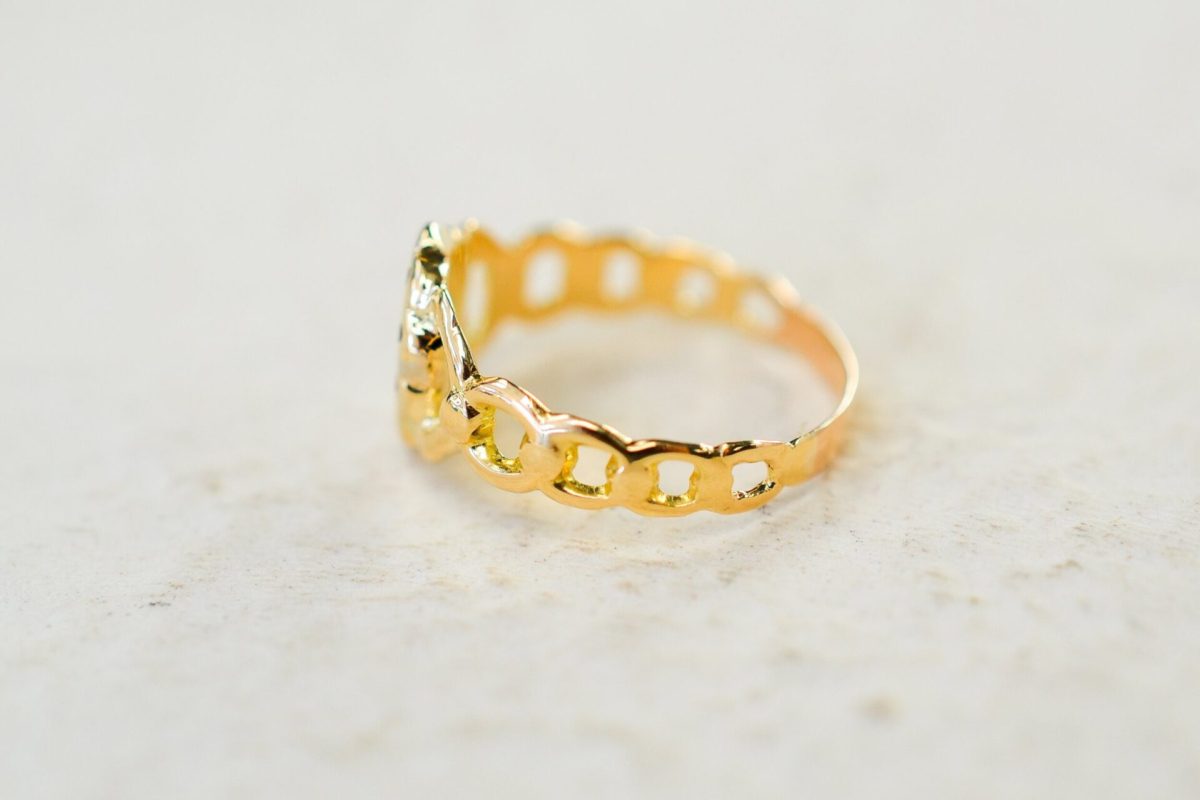 Bague de sentiment à motifs email Croix latine - bague de seconde main