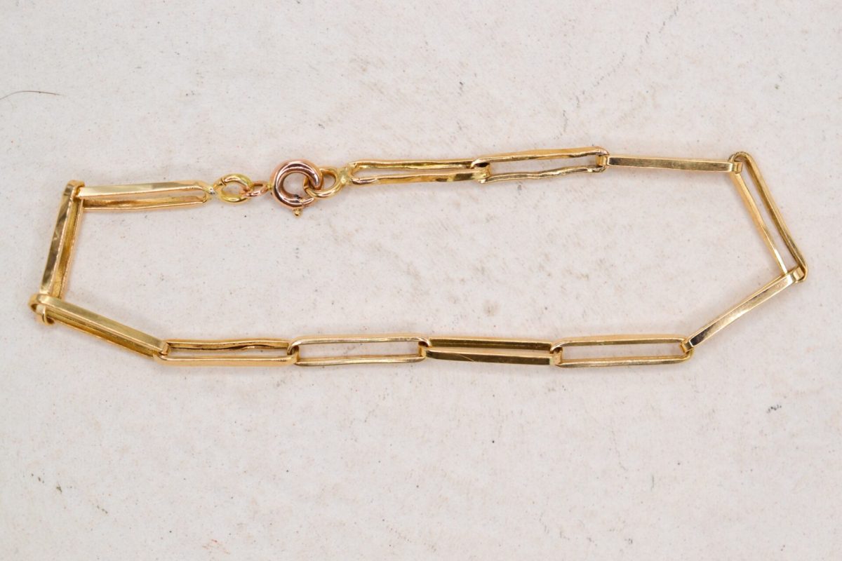 Bracelet en Or jaune a maille trombone - bracelet ancien