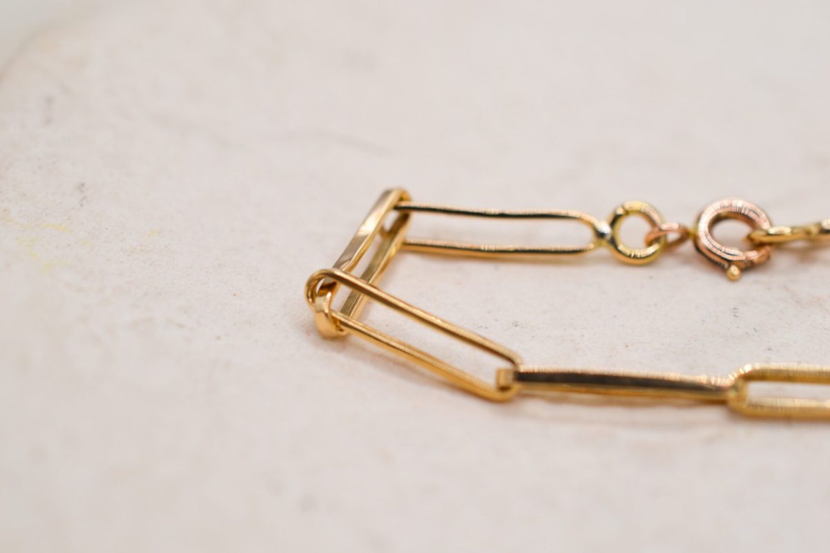 Bracelet en Or jaune a maille trombone - bracelet retro