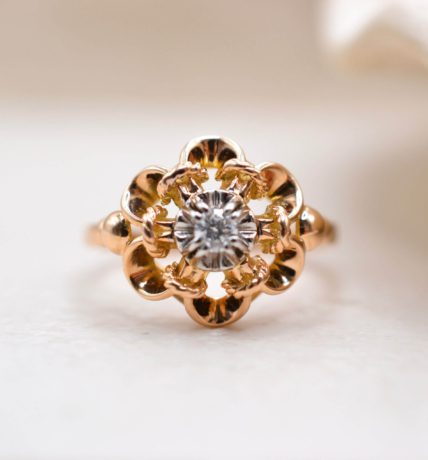 Bague volutes 2 Ors Diamant