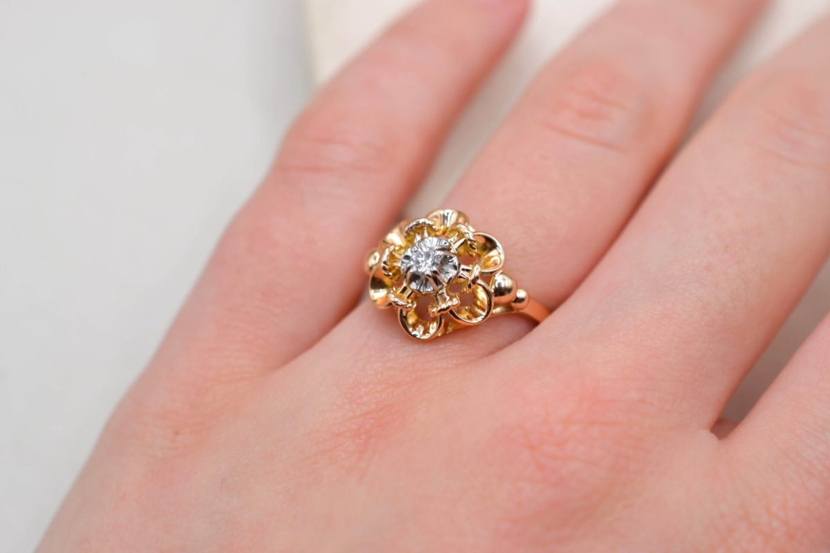 Bague volutes 2 Ors Diamant