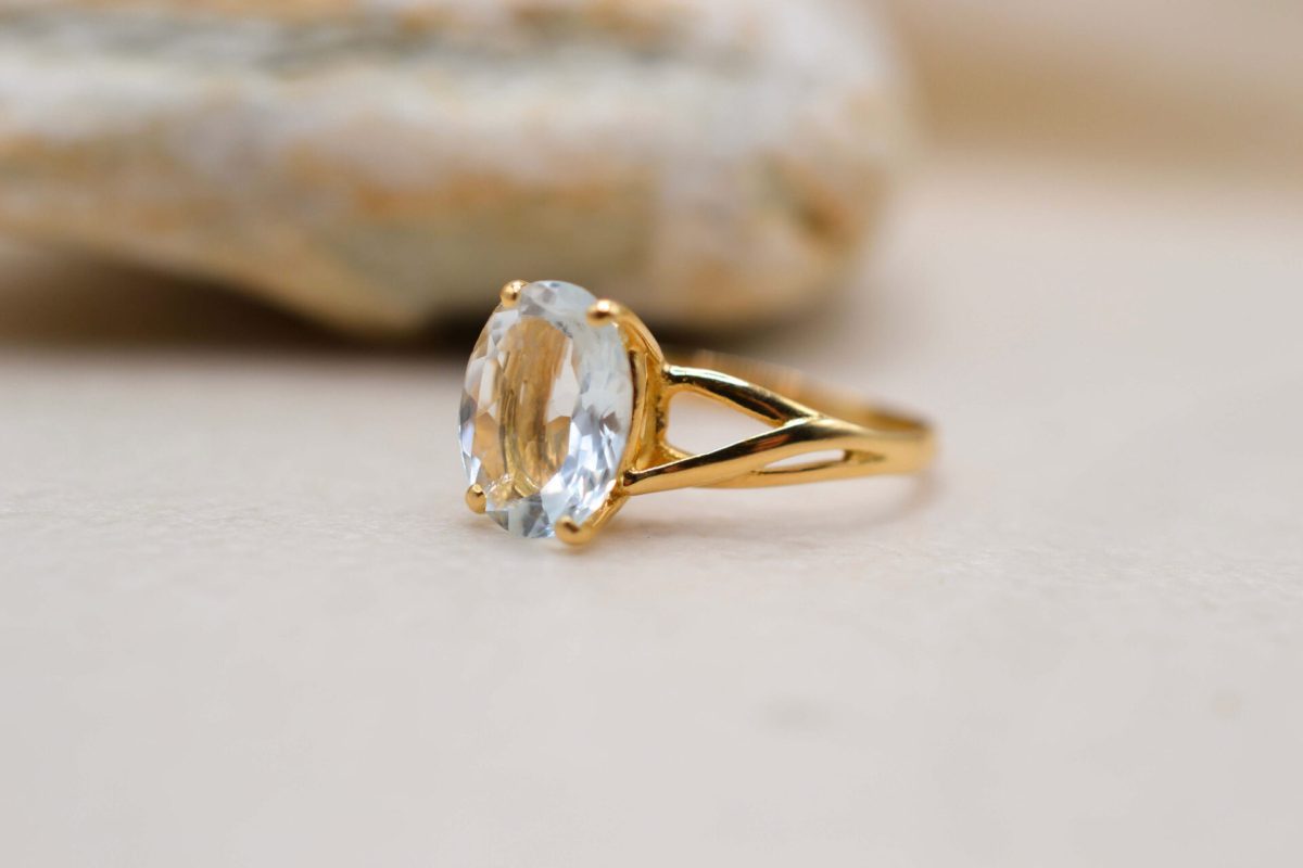 Bague solitaire Aigue-Marine